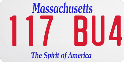 MA license plate 117BU4