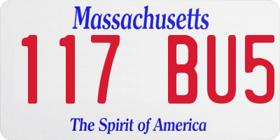 MA license plate 117BU5