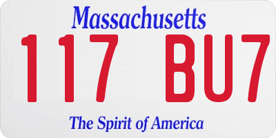 MA license plate 117BU7