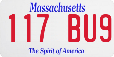 MA license plate 117BU9
