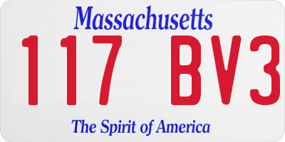 MA license plate 117BV3