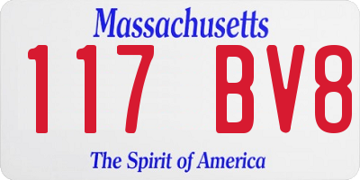 MA license plate 117BV8