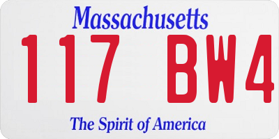 MA license plate 117BW4