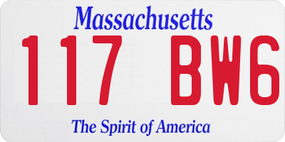 MA license plate 117BW6