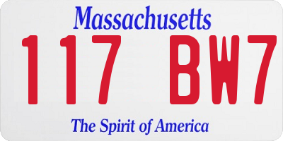 MA license plate 117BW7