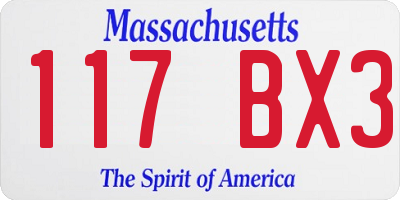 MA license plate 117BX3