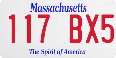 MA license plate 117BX5