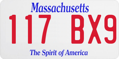 MA license plate 117BX9