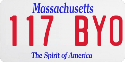 MA license plate 117BY0
