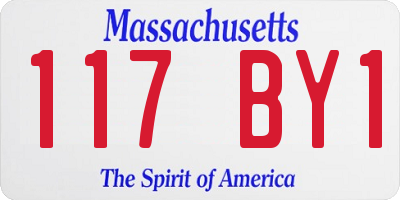 MA license plate 117BY1
