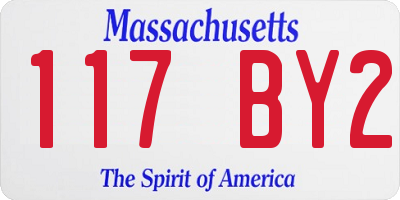 MA license plate 117BY2