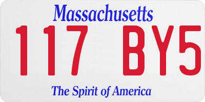 MA license plate 117BY5