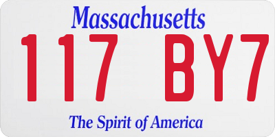 MA license plate 117BY7