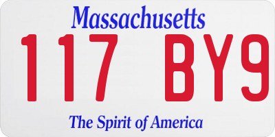 MA license plate 117BY9