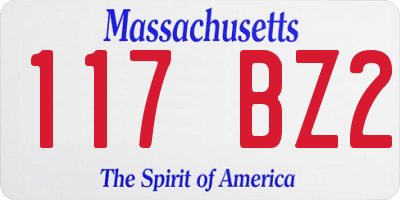 MA license plate 117BZ2