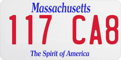 MA license plate 117CA8