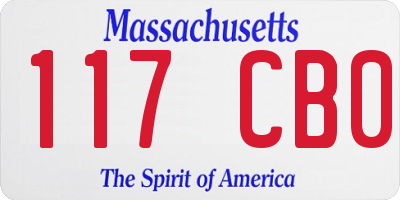 MA license plate 117CB0