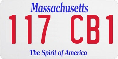 MA license plate 117CB1