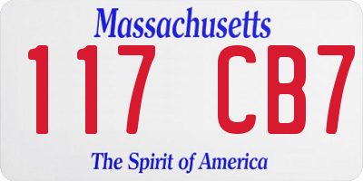 MA license plate 117CB7