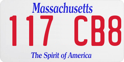 MA license plate 117CB8