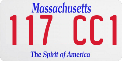MA license plate 117CC1