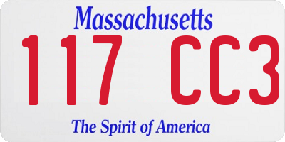 MA license plate 117CC3