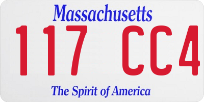 MA license plate 117CC4