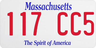 MA license plate 117CC5