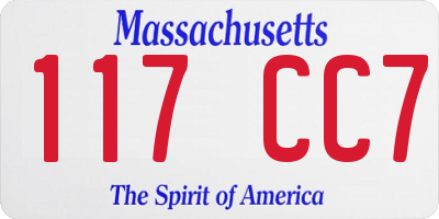 MA license plate 117CC7