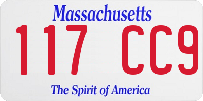 MA license plate 117CC9