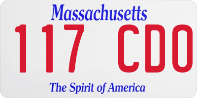MA license plate 117CD0
