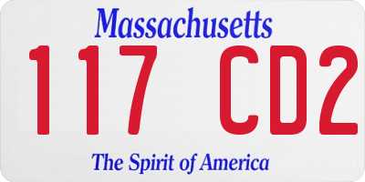 MA license plate 117CD2
