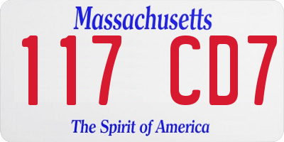 MA license plate 117CD7