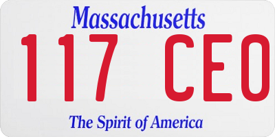 MA license plate 117CE0