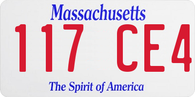 MA license plate 117CE4