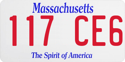 MA license plate 117CE6
