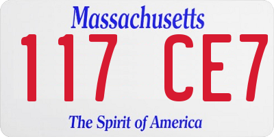 MA license plate 117CE7