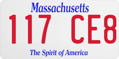MA license plate 117CE8