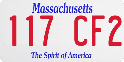 MA license plate 117CF2