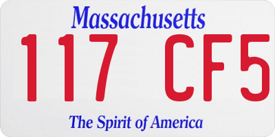 MA license plate 117CF5