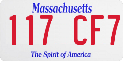 MA license plate 117CF7