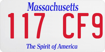MA license plate 117CF9