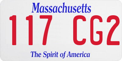 MA license plate 117CG2