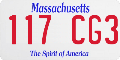 MA license plate 117CG3