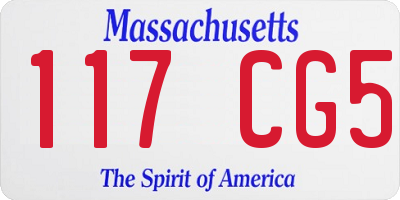 MA license plate 117CG5