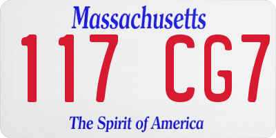 MA license plate 117CG7