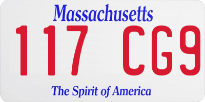 MA license plate 117CG9