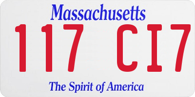 MA license plate 117CI7