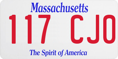 MA license plate 117CJ0