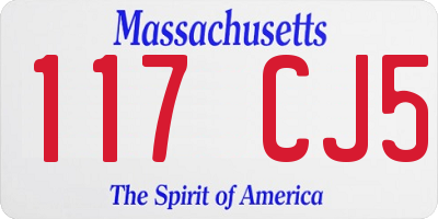MA license plate 117CJ5